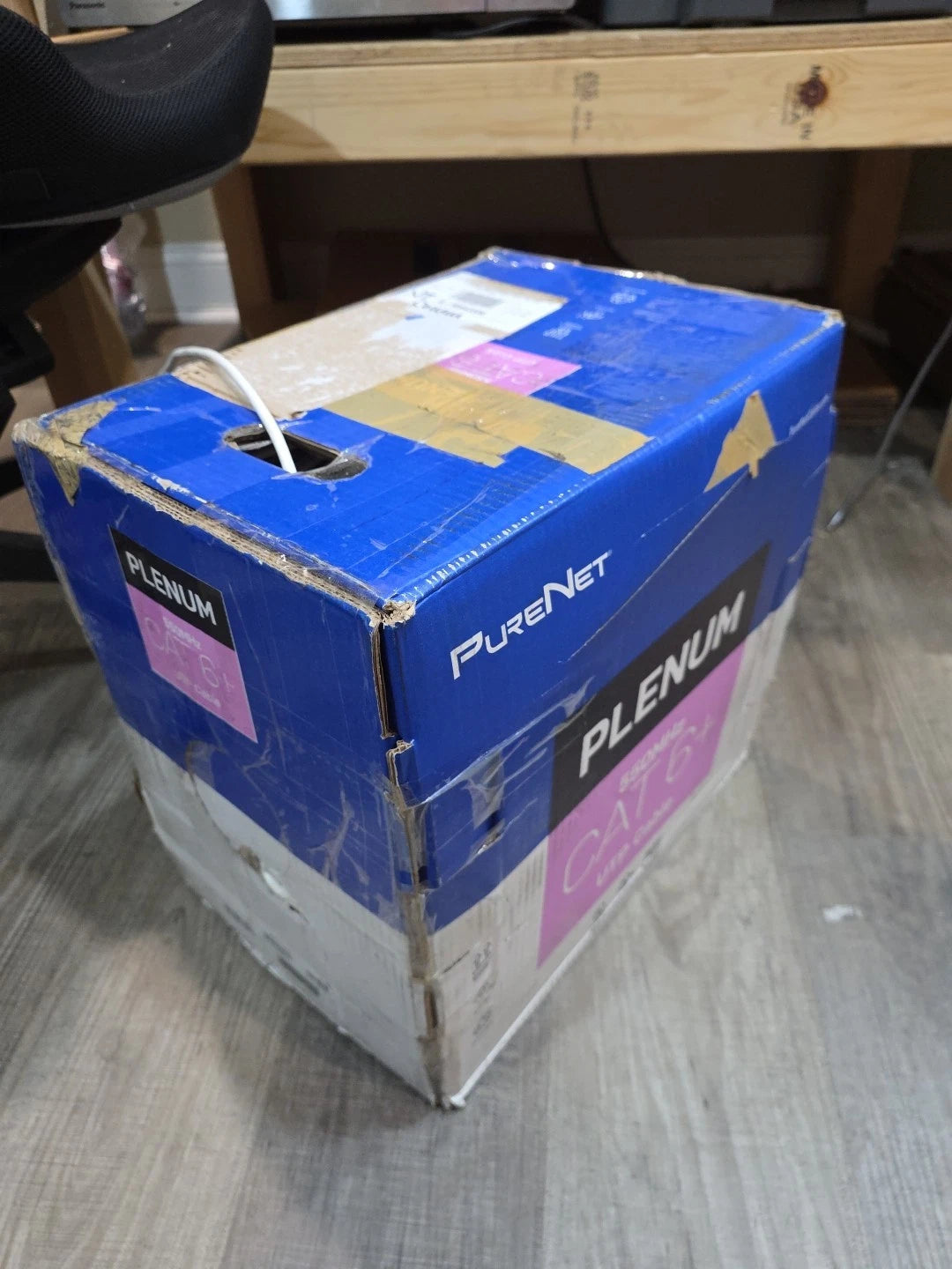 Cat6A 1000ft UTP Bulk Ethernet Network Cable 10G 23AWG Solid wire Plenum White